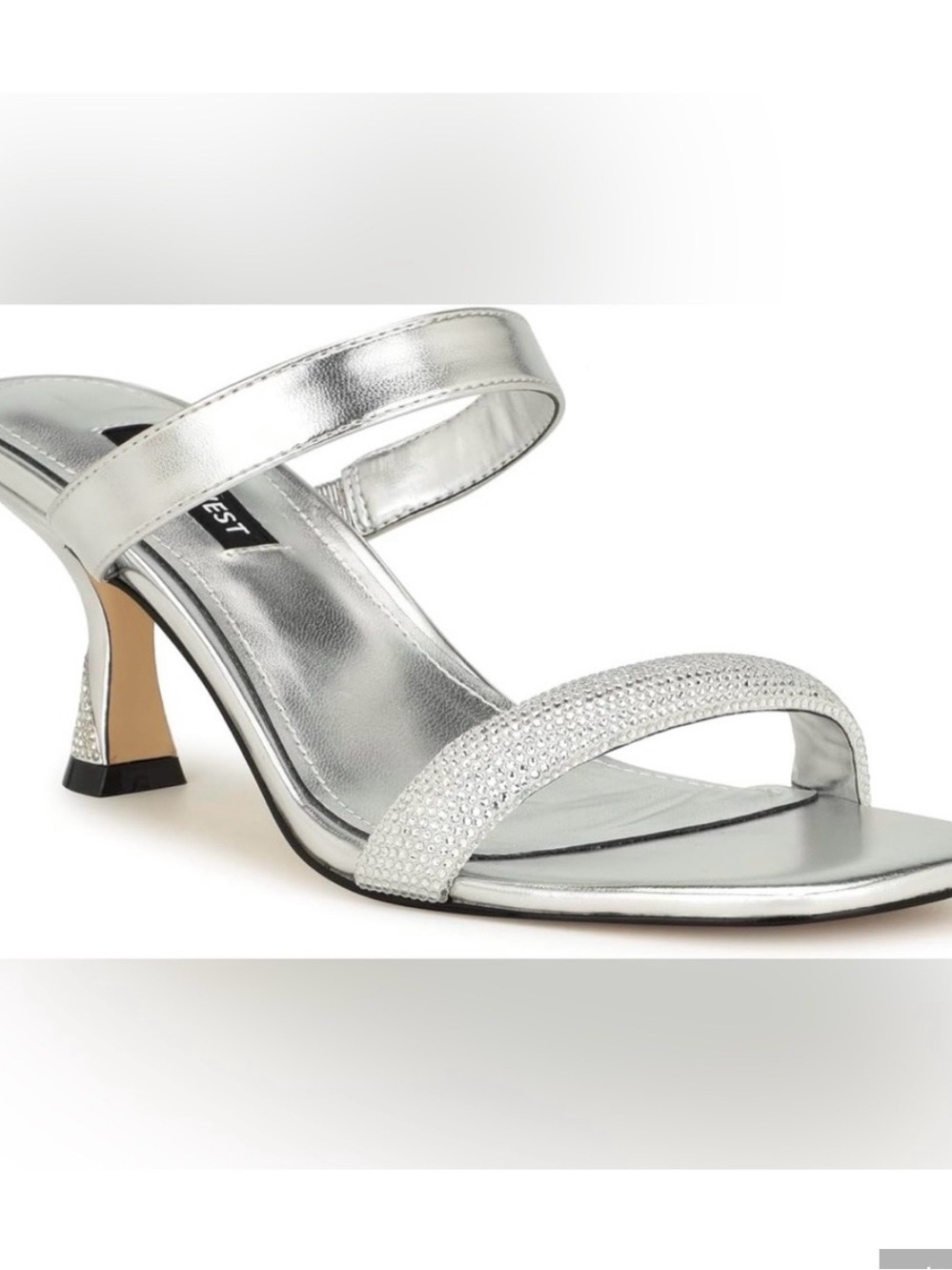 Nine West Silver Rhinestone Strap Dress Sandals